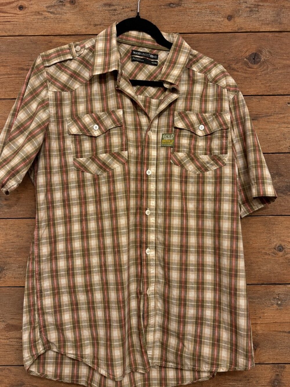 Ecko Unltd Plaid Western Style Short Sleeve Shirt Men’s Large